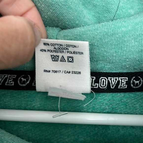 Victorias Secret Pink distressed green hoodie size M cotton/poly blend - Picture 5 of 5